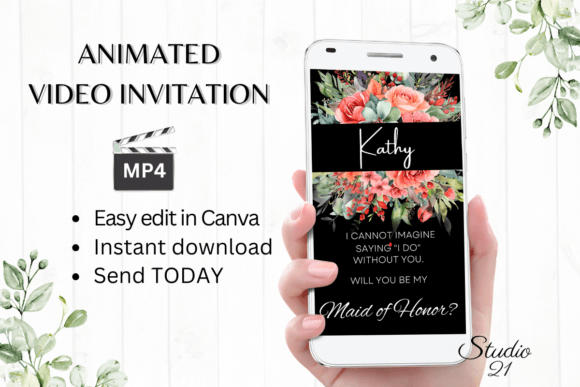 A Romantic Touch: The Floral Maid of Honor Proposal Template