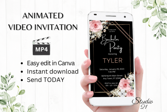 Boho Bachelor Party Invite W5125: A Digital Template Guide