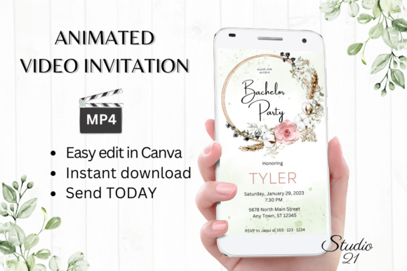 Boho Bachelor Party Invite W5128: Style Your Last Hurrah