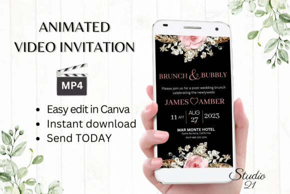 Boho Wedding Brunch Invite W9127: Your Animated Digital Solution