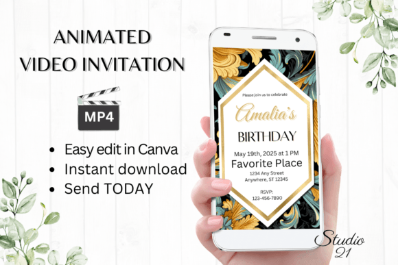 Classic Digital Birthday Invitation: Streamlined Design for Modern Celebrations