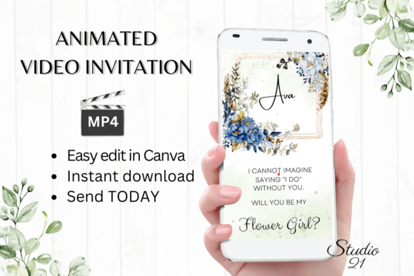 Digital Flower Girl Proposal W3142FG: A Whimsical Animated Invitation