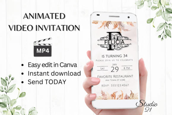 Digital Invitation (Monogram Letter F): A Stylish Evite Template