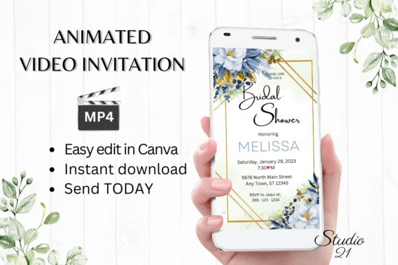 Effortless Celebrations with Digital Bridal Shower Invite W4144