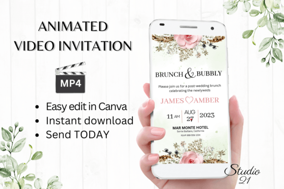 Effortless Elegance: The Boho Wedding Brunch Invite W9126