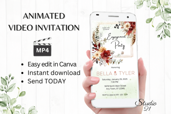 Fall Engagement Party Invite W1152: A Seasonal Template for Instant Celebration