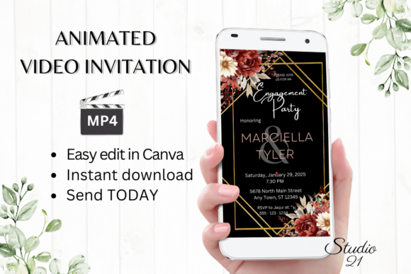 Fall Engagement Party Invite W1155: A Digital Template for Autumn Celebrations