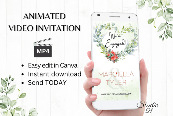 Floral Engagement Announcement W1138B: A Fresh Take on Digital Invitations