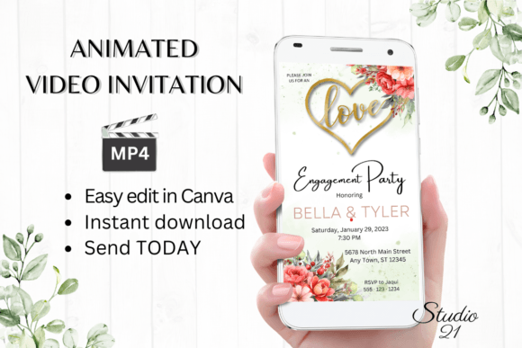 Floral Engagement Party Invite W1130: A Modern Take on Celebration