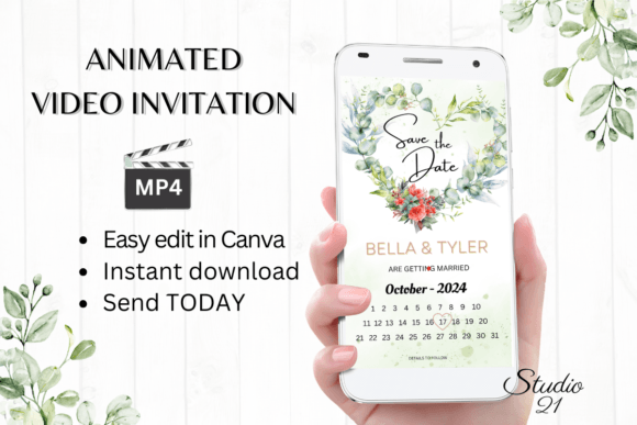 Floral Save the Date W2138B: Your Animated Wedding Evite Solution