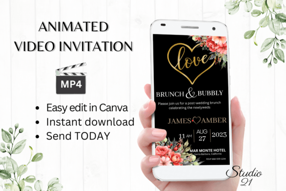 Floral Wedding Brunch Invite W9131: A Designer's Take on Digital Elegance