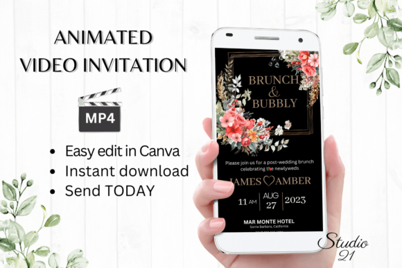 Floral Wedding Brunch Invite W9133: Your Animated Digital Solution