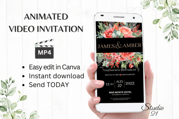 Floral Wedding Invitation W8137: A Dynamic Animated Evite